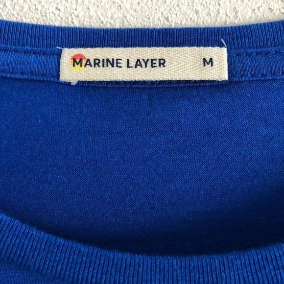 Marine Layer Mens Solid Blue Short Sleeve T-Shirt Medium - Picture 6 of 6